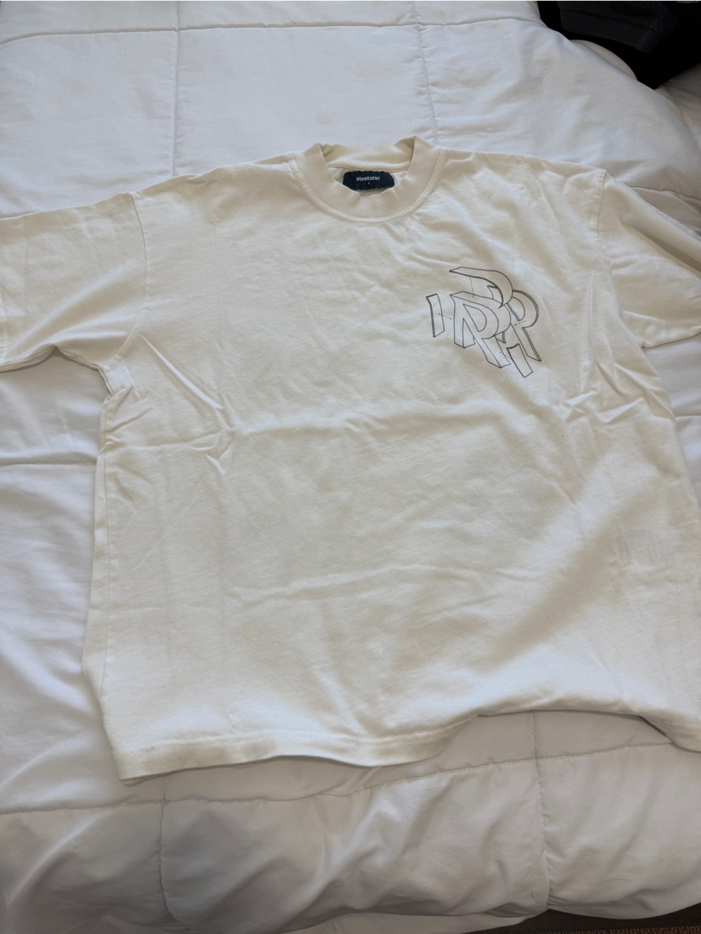 Represent Cream Graphic T-Shirt with Minimal Logo